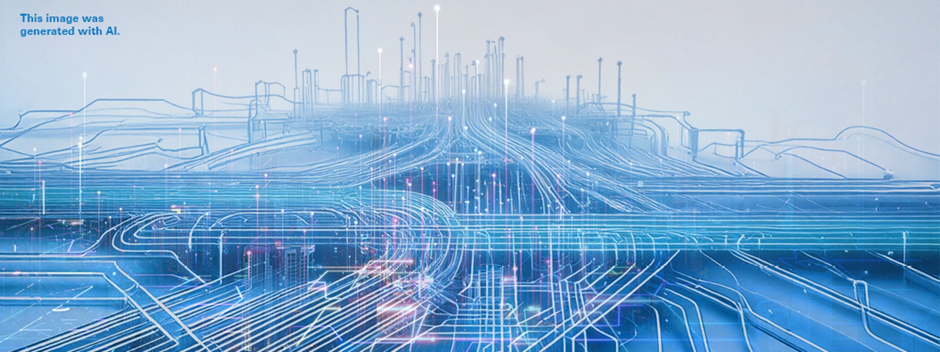 TÜV Rheinland | ISO/IEC 42001 | Abstrakter Datenfluss, der an den Datenchip erinnert